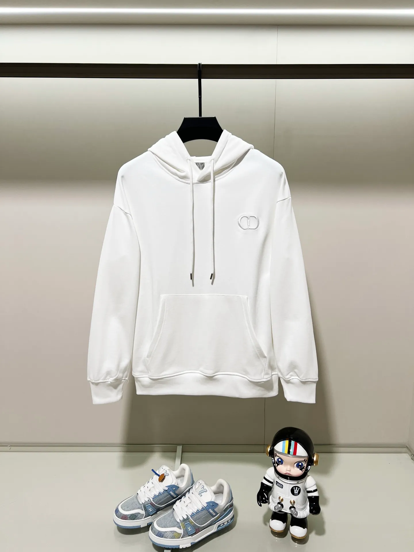 🅿️290 DIOR/Dior 420g pure cotton fabric hooded sweatshirt, classic and simple micro-label CD letter logo LOGO embroidery🪡 process, official synchronization, high version, high quality, fashionable personality, versatile trend, pure original quality, original fabric, tag, collar label, washed wheat, complete three standards, color: black, white, pink, gray, khaki. Size: XS-L