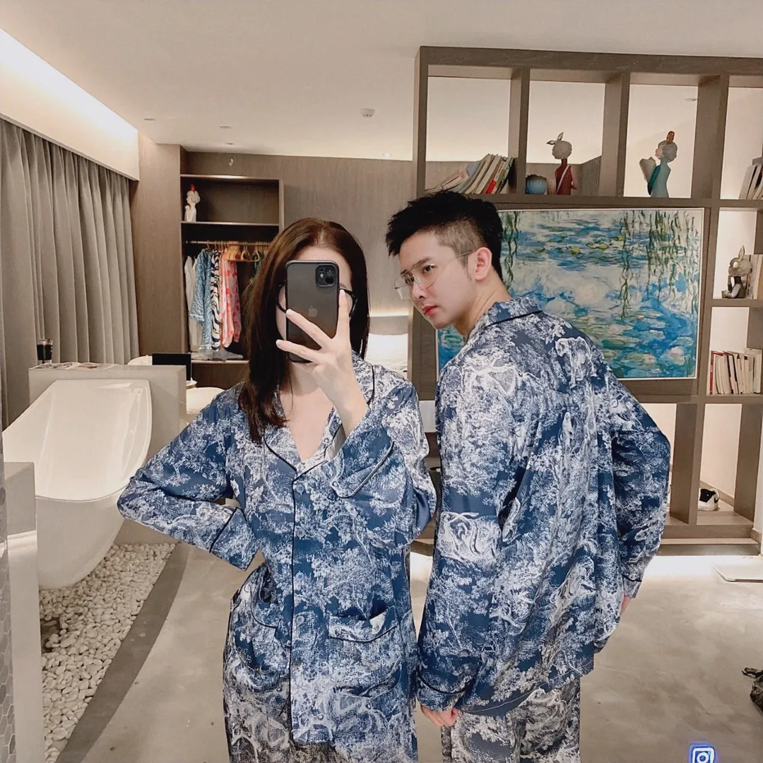 🅿️360 Dior home wear, high-end Korean silk fabric, soft and comfortable, same style for men and women, women's size: S～L, men's size: M～XXXL