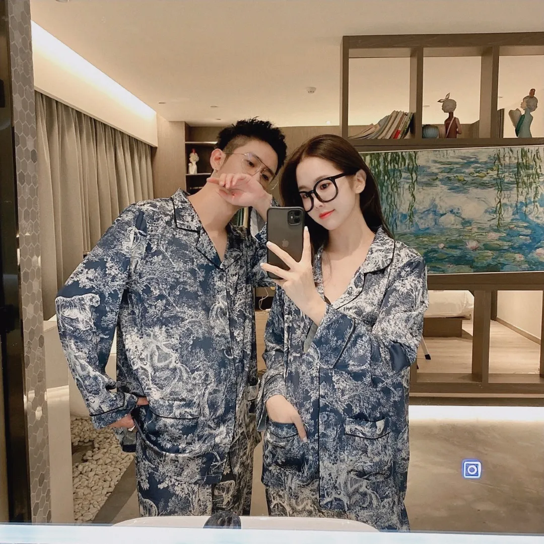 🅿️360 Dior home wear, high-end Korean silk fabric, soft and comfortable, same style for men and women, women's size: S～L, men's size: M～XXXL