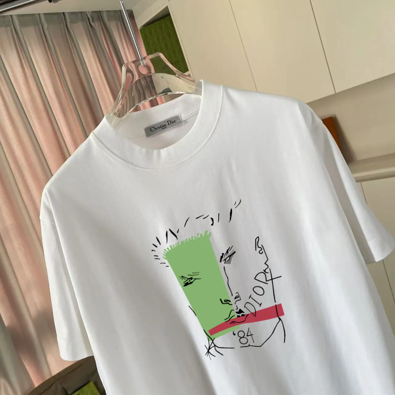 🅿️180 Dio Dior 2025 spring and summer new style personalized letter logo printing short-sleeved T-shirt customized fabric 300g same style for men and women Color: black white pink sky blue Size: S M L XL XXL five sizes ​