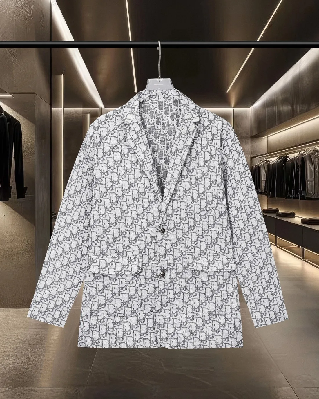 🅿️416 DIOR Dior's hot style is coming. All-over printed barrage logo lapel suit denim jacket. 2025ss official website new jacquard logo, exquisite logo. High-end version, custom-made fabrics at the counter. Highly breathable and comfortable, exquisitely crafted, with impeccable detail processing, custom-made logo engraved buttons, and complete three labels. Brand element design concept reflects high quality. It feels delicate and soft! It presents a casual cut and the upper body shape is great! 🐍Size: M-XXL