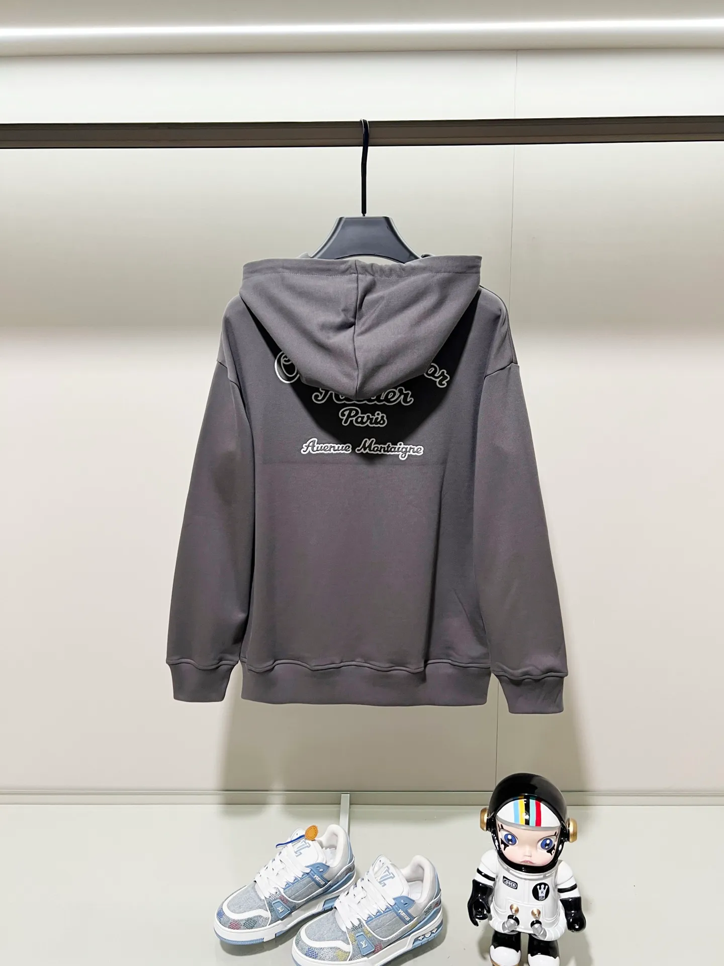 🅿️290 DIOR/Dior 420g pure cotton fabric hooded sweatshirt, front and back knot letter signature ✍️embroidery🪡LOGO logo, official synchronization, high version, high quality, fashionable personality, versatile trend, pure original quality, original fabric, tag, collar label, washed wheat, complete three standards, color: black, khaki, white, gray. Size: XS-L