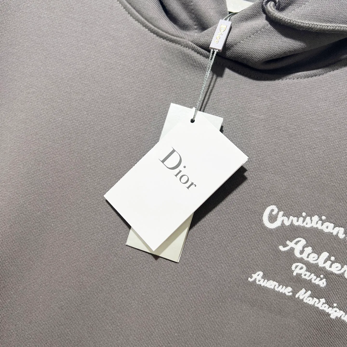 🅿️290 DIOR/Dior 420g pure cotton fabric hooded sweatshirt, front and back knot letter signature ✍️embroidery🪡LOGO logo, official synchronization, high version, high quality, fashionable personality, versatile trend, pure original quality, original fabric, tag, collar label, washed wheat, complete three standards, color: black, khaki, white, gray. Size: XS-L