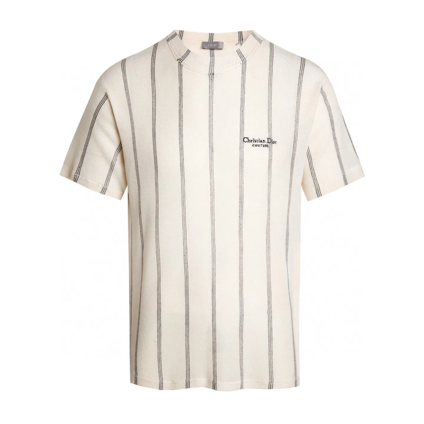 🅿️370 [Exclusive supply] CD 25SS logo striped woolen short-sleeves. The original version was purchased and developed for 7200. The fabric is customized 30% linen blended Jiangsi, imported embroidery, woolen enzyme washing, customized trademark, loose fit. Size:S-M-L-XL