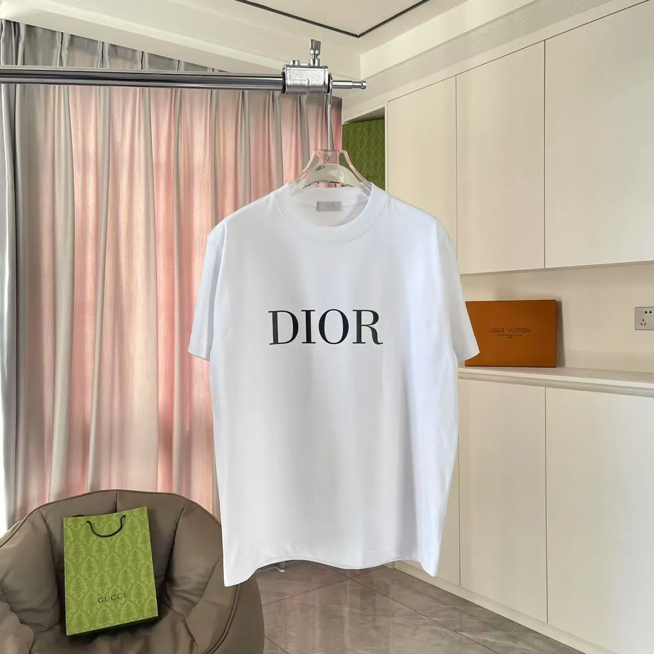 🅿️170 Dio Dior 2025 summer new style Letter logo three-dimensional silicone printing Short-sleeved T-shirt Customized fabric 300g Same style for men and women Color: Black White Sky Blue Iron Gray Size: S M L XL XXL Five codes​