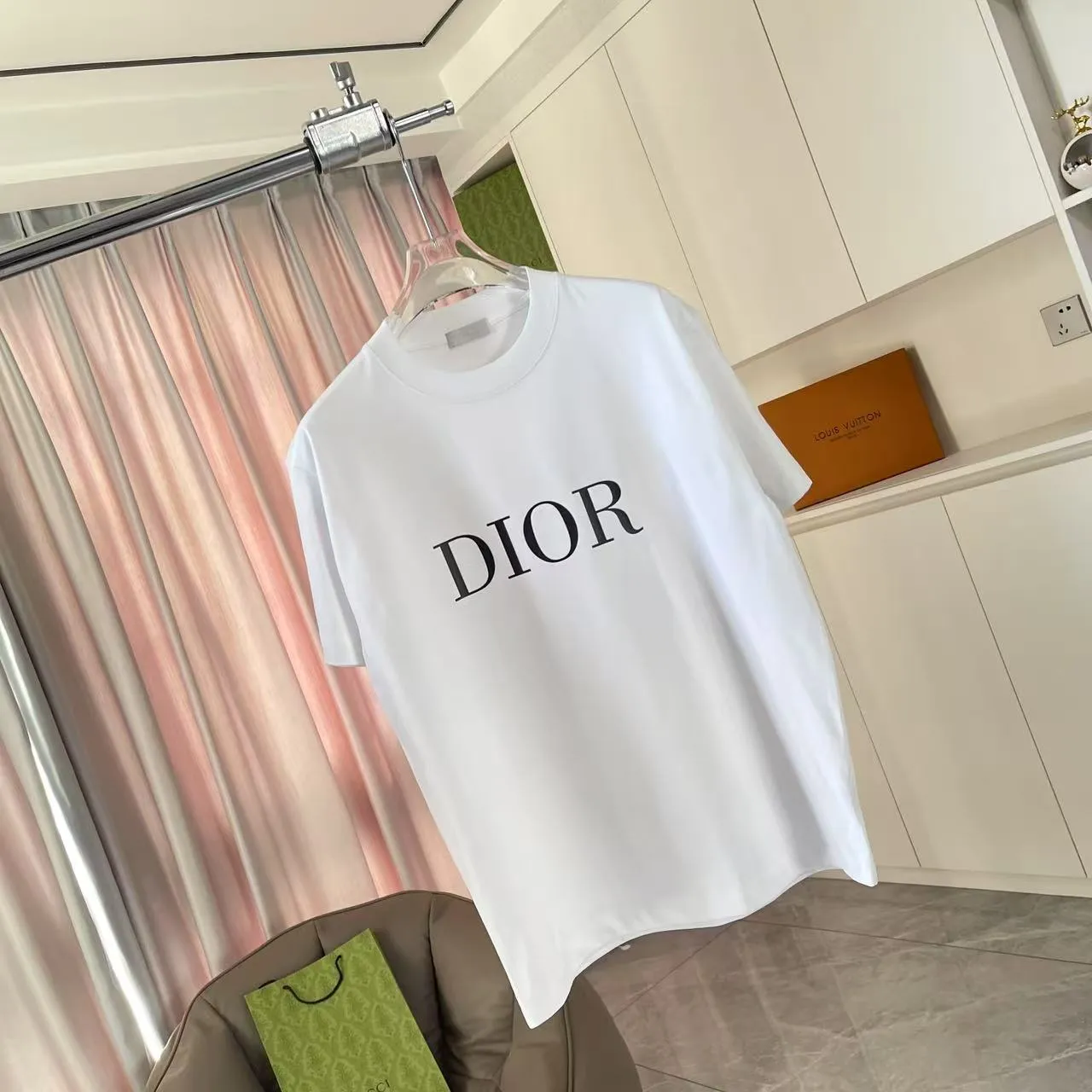 🅿️170 Dio Dior 2025 summer new style Letter logo three-dimensional silicone printing Short-sleeved T-shirt Customized fabric 300g Same style for men and women Color: Black White Sky Blue Iron Gray Size: S M L XL XXL Five codes​