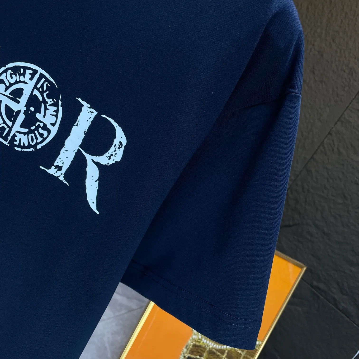 🅿️170 Dio* Dior* 2025 spring and summer new short-sleeved T-shirt Heavy cotton letter pattern printing Color: Black White Night Blue Size: S M L XL XXL