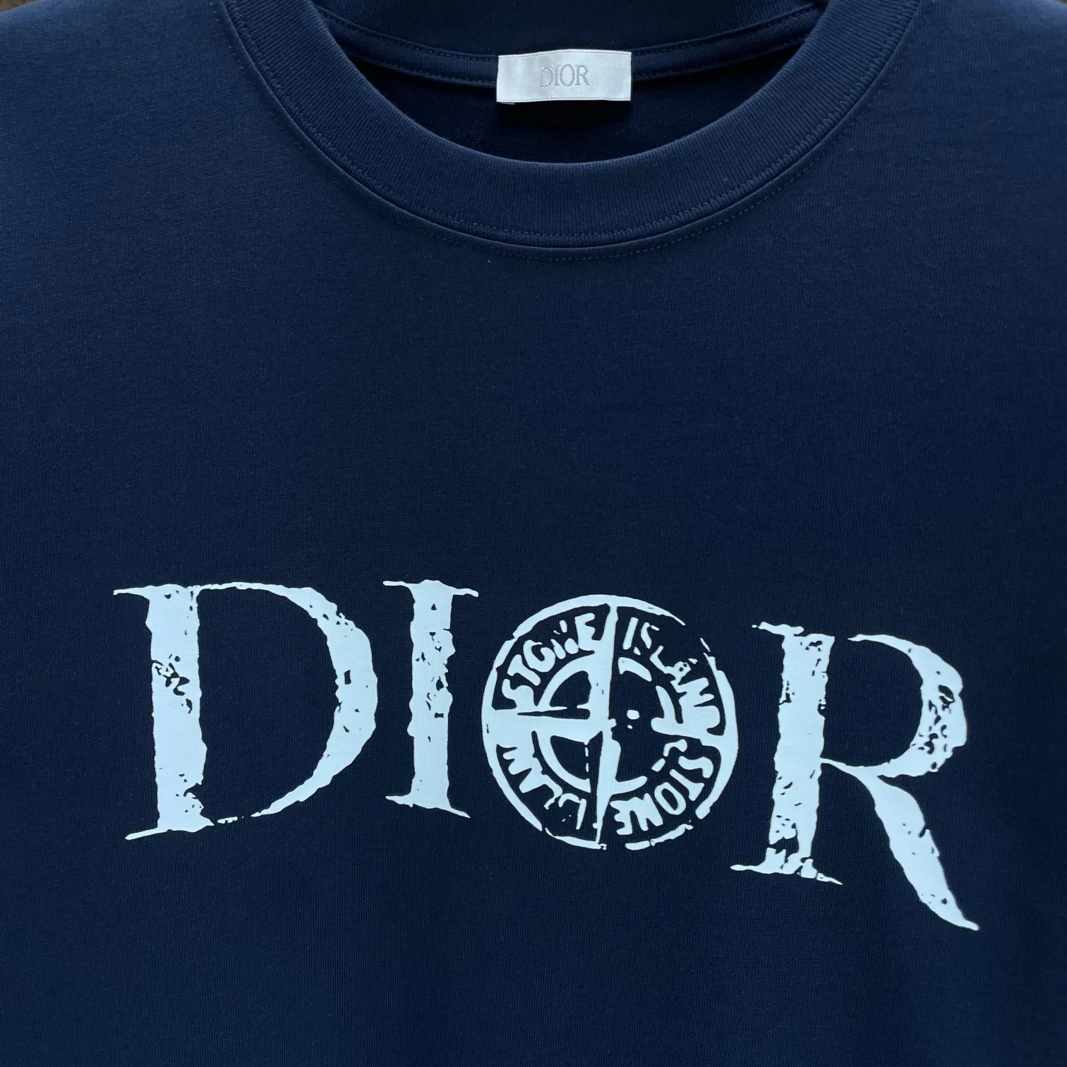 🅿️170 Dio* Dior* 2025 spring and summer new short-sleeved T-shirt Heavy cotton letter pattern printing Color: Black White Night Blue Size: S M L XL XXL
