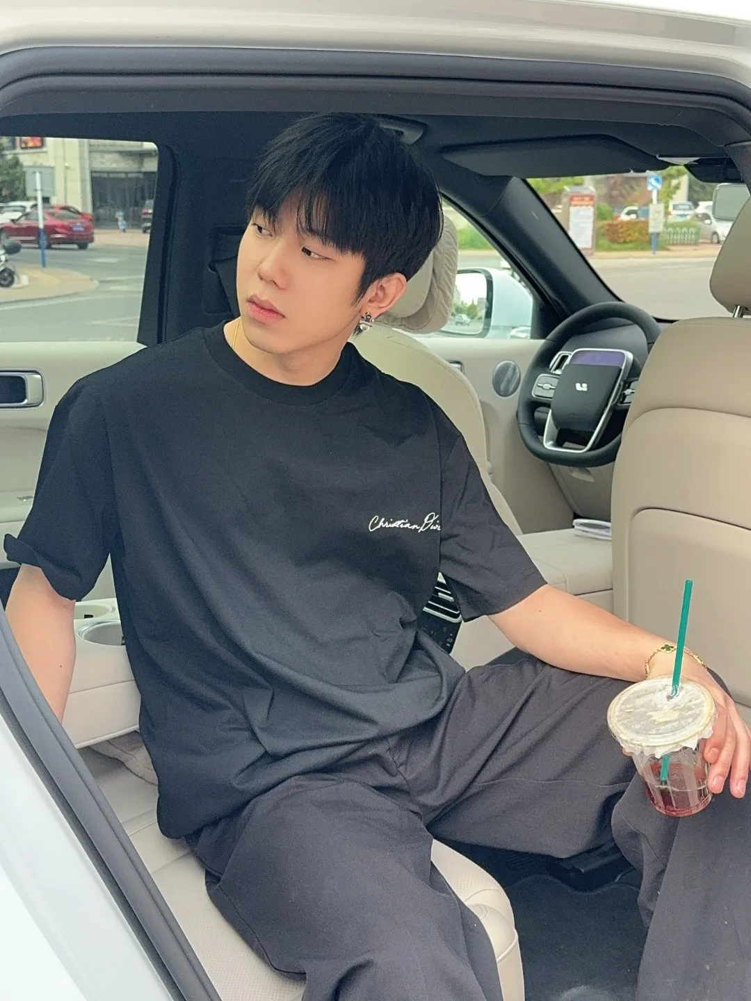 🅿️170 [DIOR Dior] 2025FW short-sleeved T-shirt LOGO printing High-end 26s double yarn 300g fabric Heavy fabric Customized frame ribbing in the same cylinder and dyeing Complete three standards Same style for men and women Color: Black White Size: S M L XL 2XL