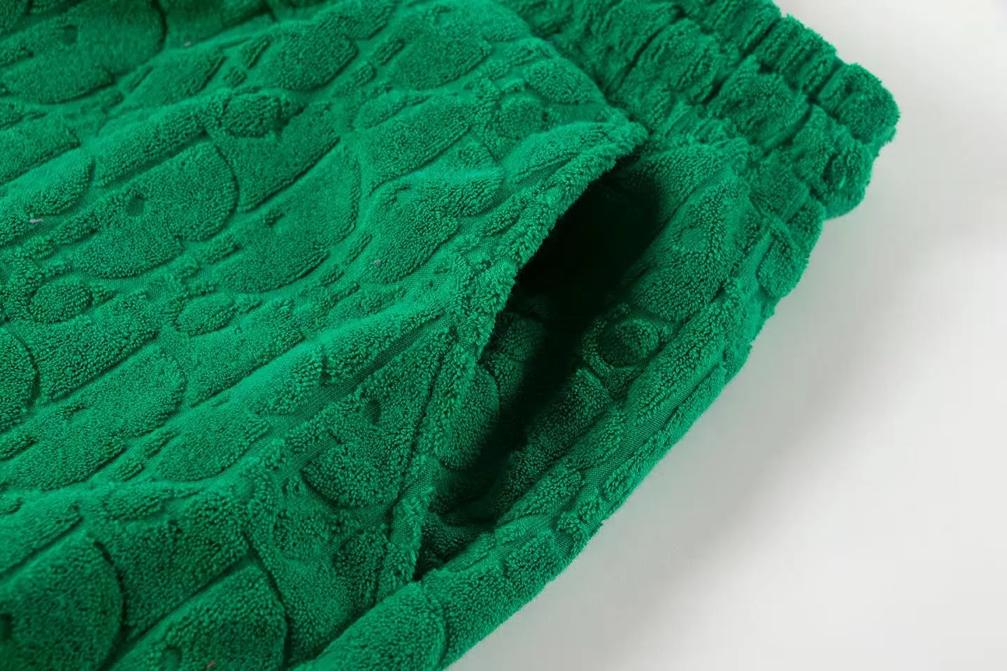 🅿️170 ❥B806# High quality Dior 2025Fall spring and summer new series Presbyopia jacquard terry shorts Custom weaving and dyeing pure cotton 100% gram weight 300G fabric Positioning and cutting heavy material size: S M L XL Color: green