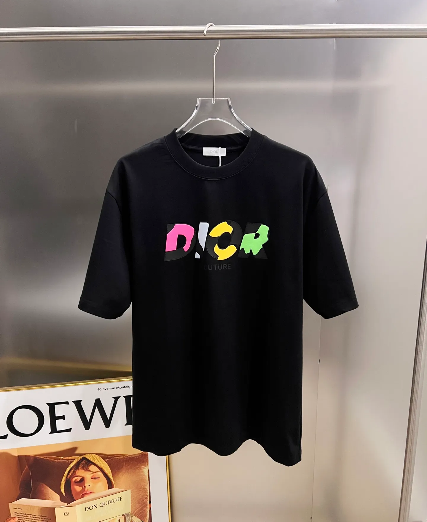 🅿️190 Dio* Dior 2025 autumn and winter new style Classic letter thick plate three-dimensional silicone technology Simple and elegant Customized double yarn plain cotton fabric Short-sleeved T-shirt Same style for men and women Size S M L XL XXL Five sizes black white
