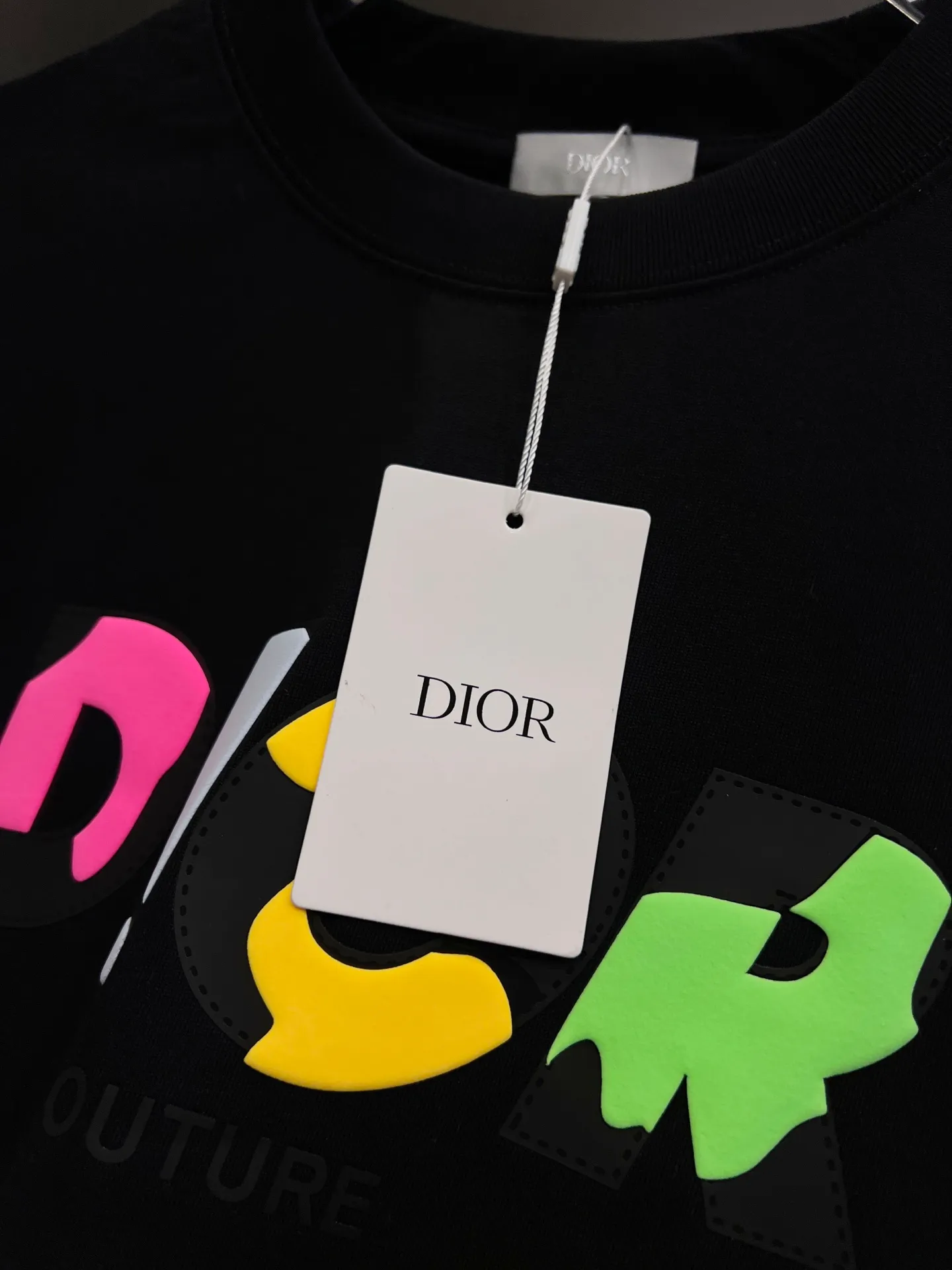 🅿️190 Dio* Dior 2025 autumn and winter new style Classic letter thick plate three-dimensional silicone technology Simple and elegant Customized double yarn plain cotton fabric Short-sleeved T-shirt Same style for men and women Size S M L XL XXL Five sizes black white