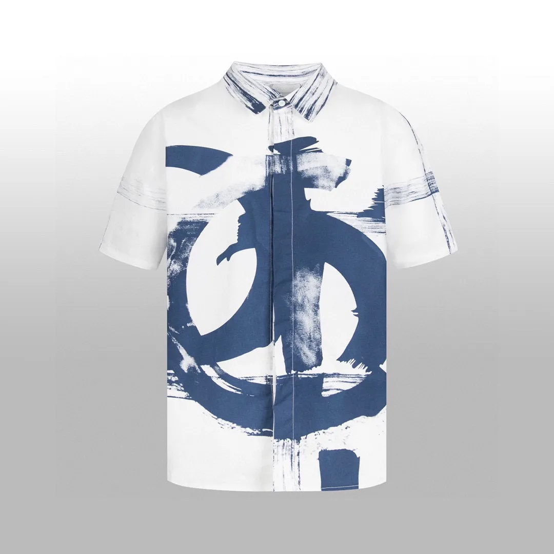 🅿️350 high version [DIO*] new short-sleeved shirt Inspired by [Ink Blues], it is great when worn alone 👍🏻High-end ink-style color Super fresh in summer Perfect detail processing 💯 Classic Logo pattern The upper body is super good-looking Same style for men and women Size: XSSML
