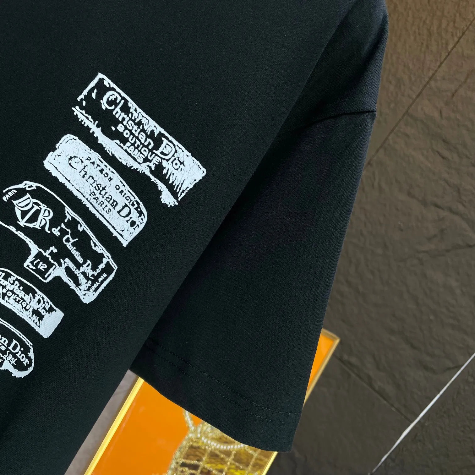 🅿️170 Dio* Dior* 2025 spring and summer new short-sleeved T-shirt Heavy cotton letter pattern printing Color: Black White Mint Green Size: S M L XL XXL