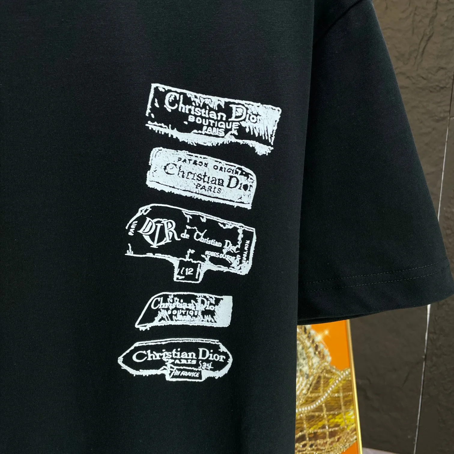 🅿️170 Dio* Dior* 2025 spring and summer new short-sleeved T-shirt Heavy cotton letter pattern printing Color: Black White Mint Green Size: S M L XL XXL