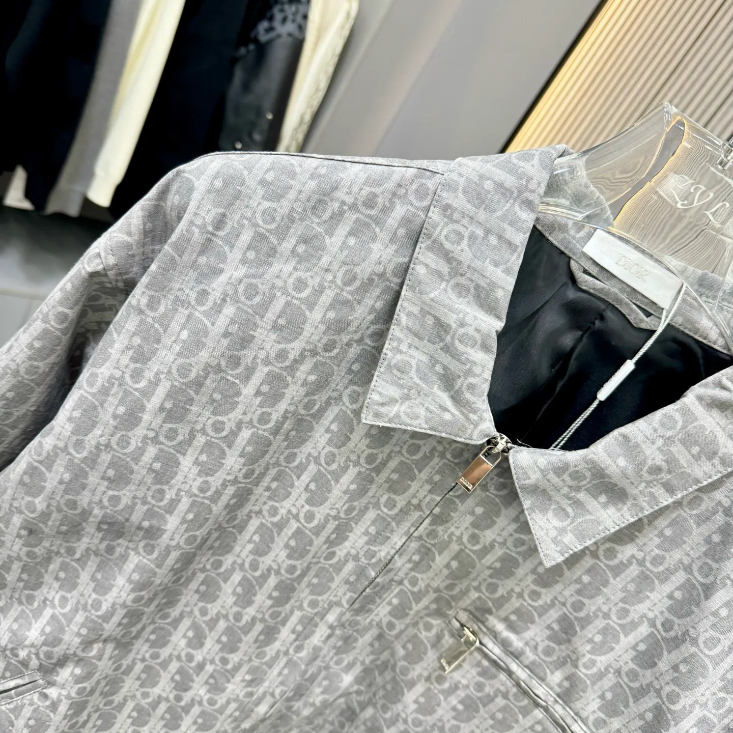 🅿️480 Dior Dior 25 early autumn new style lapel zipper jacket, denim golden all-over printed jacquard fabric, counterpoint cutting, multi-pocket design, customized original hardware, loose fit, full of details SMLXL