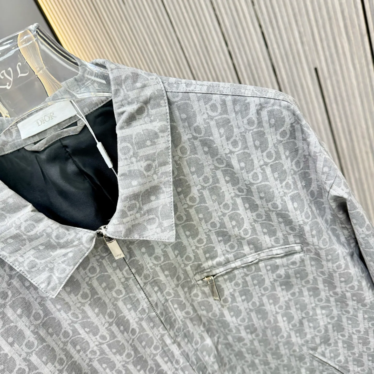 🅿️480 Dior Dior 25 early autumn new style lapel zipper jacket, denim golden all-over printed jacquard fabric, counterpoint cutting, multi-pocket design, customized original hardware, loose fit, full of details SMLXL