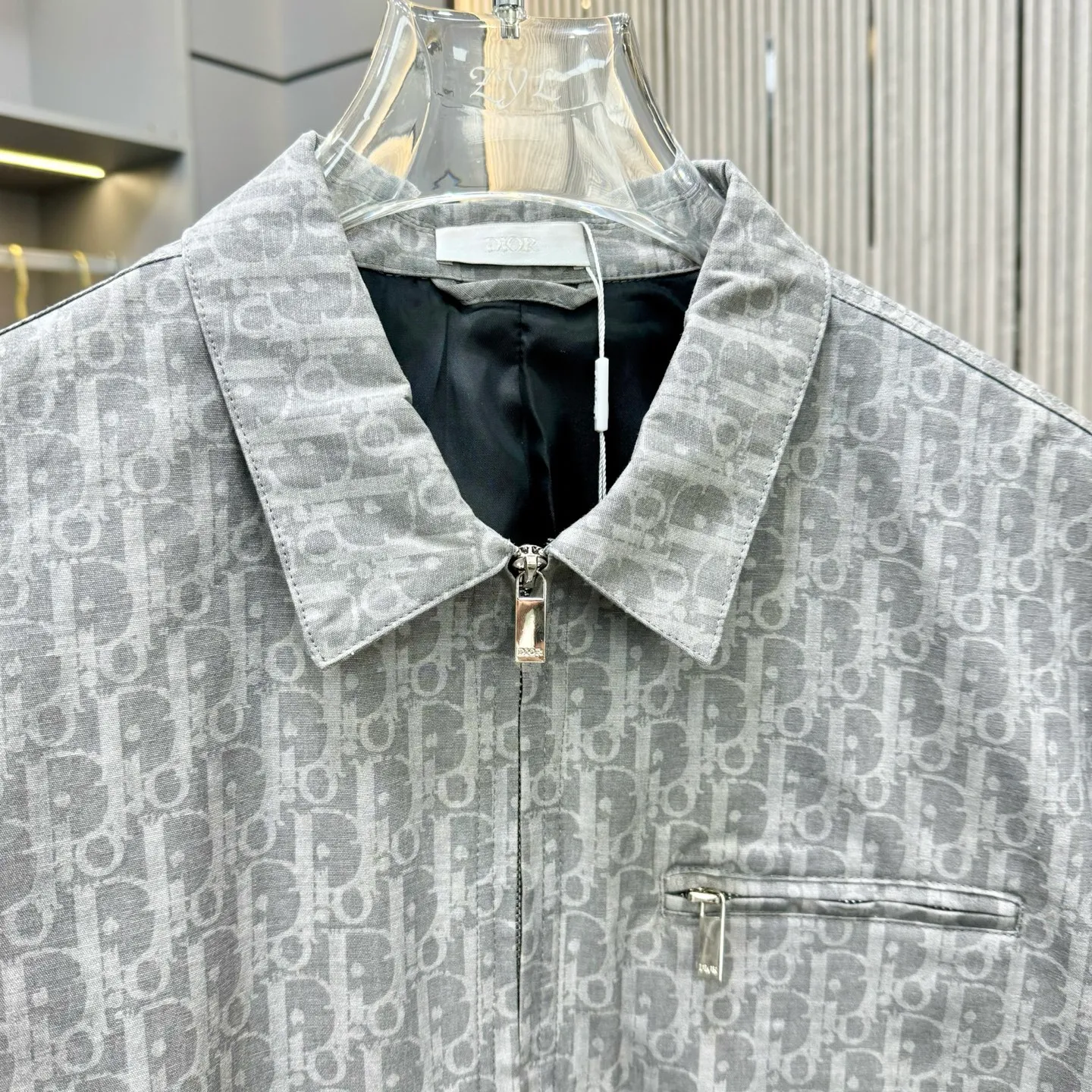 🅿️480 Dior Dior 25 early autumn new style lapel zipper jacket, denim golden all-over printed jacquard fabric, counterpoint cutting, multi-pocket design, customized original hardware, loose fit, full of details SMLXL