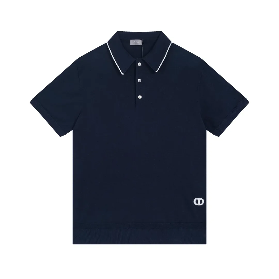 🅿️230 CD/2024ss Polo sweater in dark blue with classic CD Icon logo embroidery to enhance the style. Crafted from wool, cashmere and silk-blend jersey, it has contrasting white pinstripes on the collar. Wear it with Dior Essentials pieces for a classic look. Same style for men and women Size: XS-L