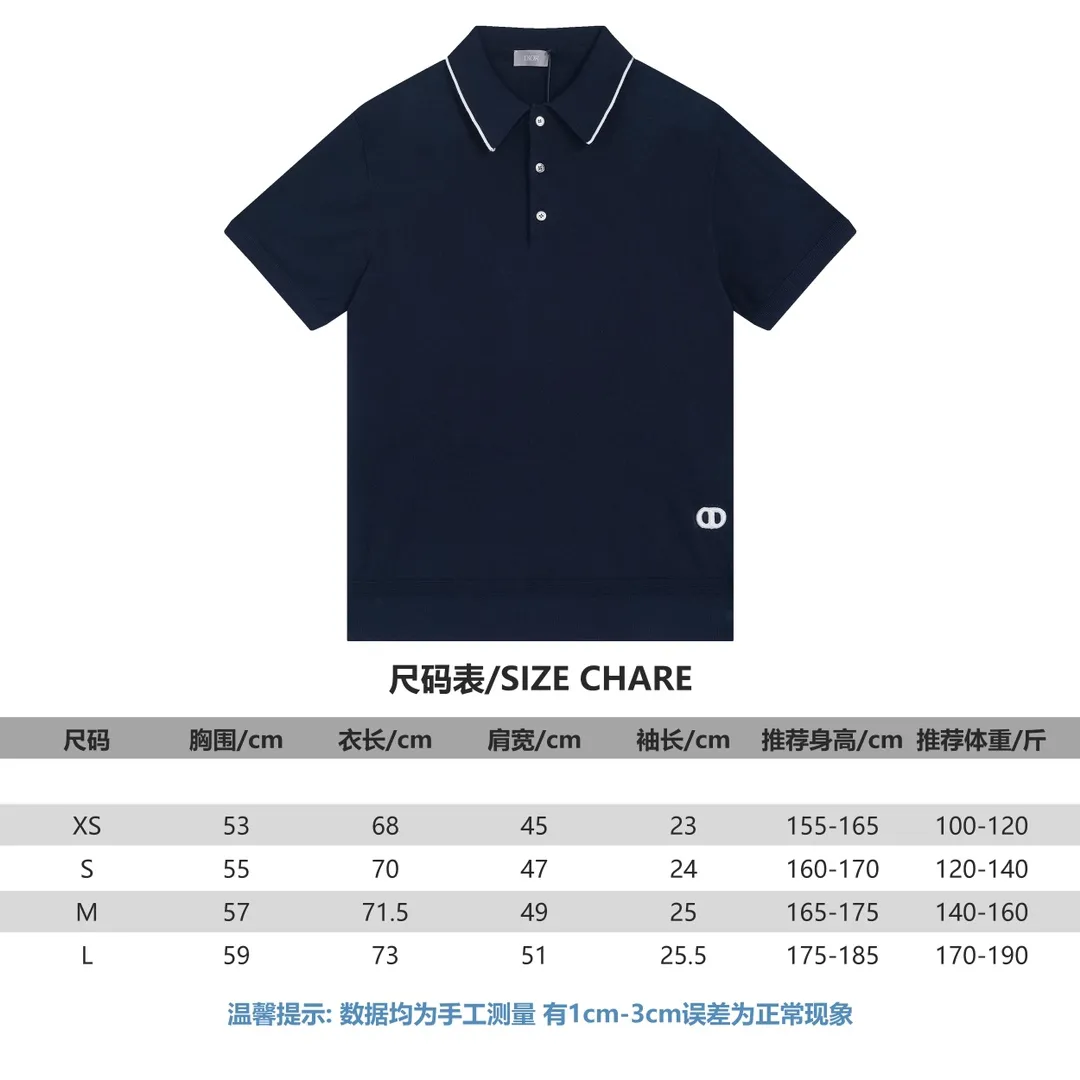 🅿️230 CD/2024ss Polo sweater in dark blue with classic CD Icon logo embroidery to enhance the style. Crafted from wool, cashmere and silk-blend jersey, it has contrasting white pinstripes on the collar. Wear it with Dior Essentials pieces for a classic look. Same style for men and women Size: XS-L
