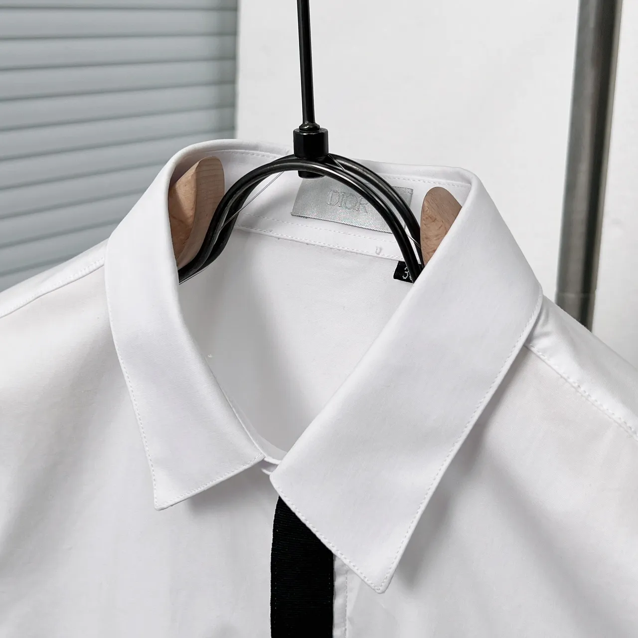 🅿️366 DIO*/Dior placket color-blocked webbing bee embroidered shirt Size: M-3XL Color: Black White