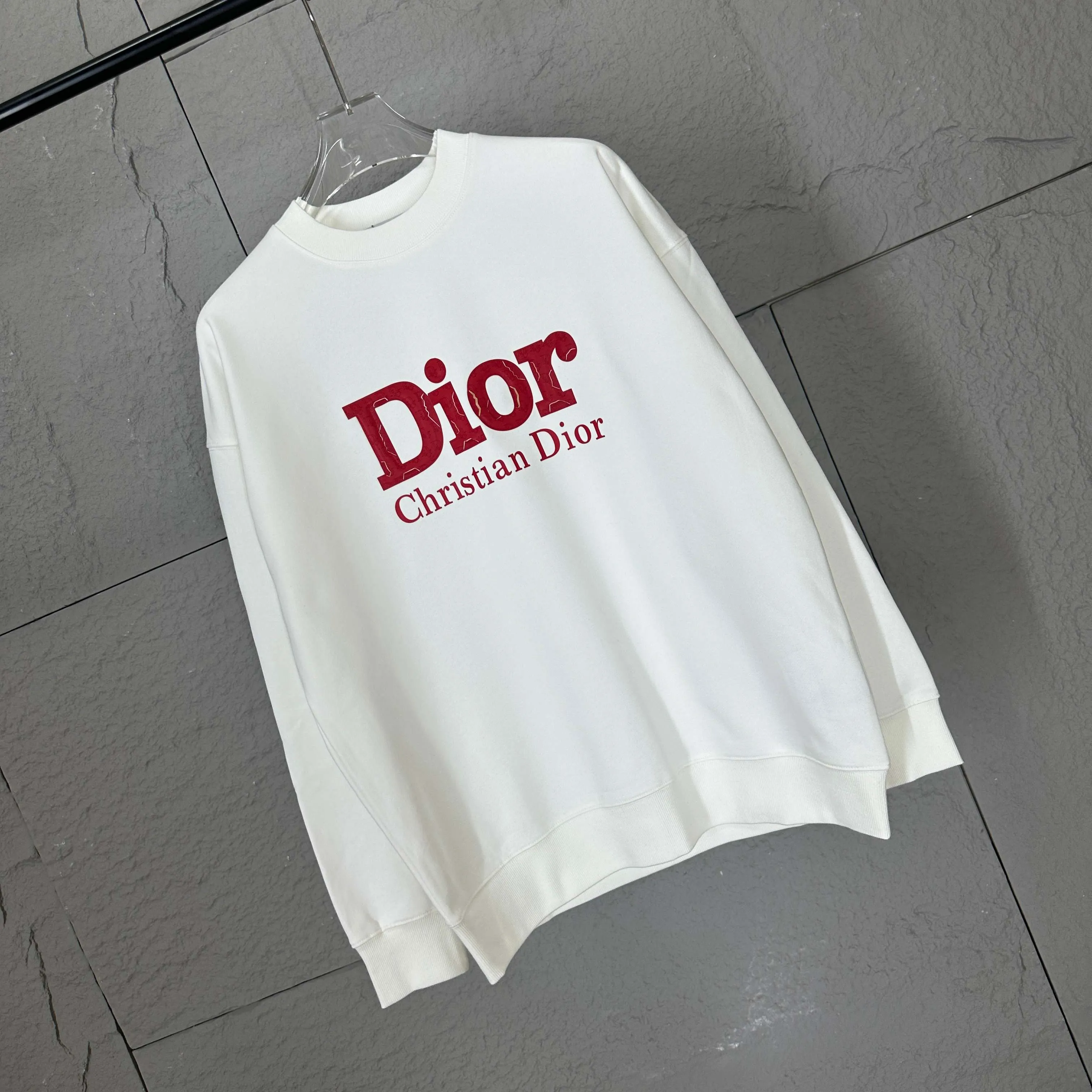 🅿️250 Dio* Christian Dior 2025 early autumn and winter new style Classic letter thick plate three-dimensional silicone burst sponge technology Simple and elegant Customized terry fabric Long-sleeved sweatshirt Unisex Color: Black White Size: S (90-130 pounds) M (120-150 pounds) L (140-165 pounds) XL (160-180 pounds) XXL (180-210 pounds)