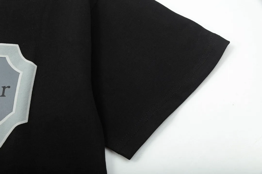 🅿️180 high version DIOR Dior 2025 early spring new style customized 310g double yarn pure cotton fabric letter logo collar chest flocking foam frame technology same style for men and women short-sleeved T-shirt Color: Black Size: S-XL