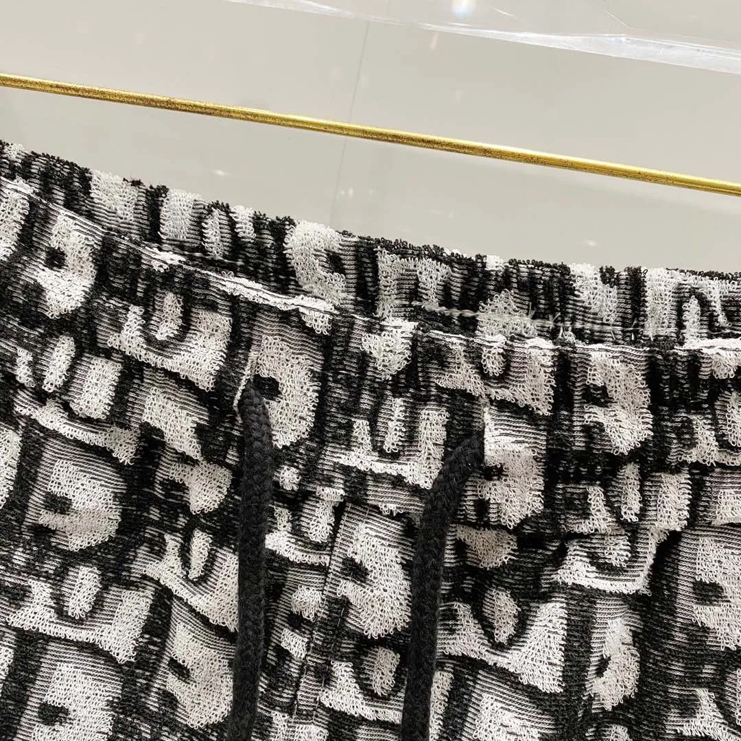 🅿️210 DIOR towel fabric shorts, full printed presbyopic letter LOGO towel fabric set, official synchronization, high version, high quality, fashionable personality, versatile trend, pure original quality, original fabric, tag, collar label, washed wheat, complete three standards, color: black, blue, light green. Size: XS-L