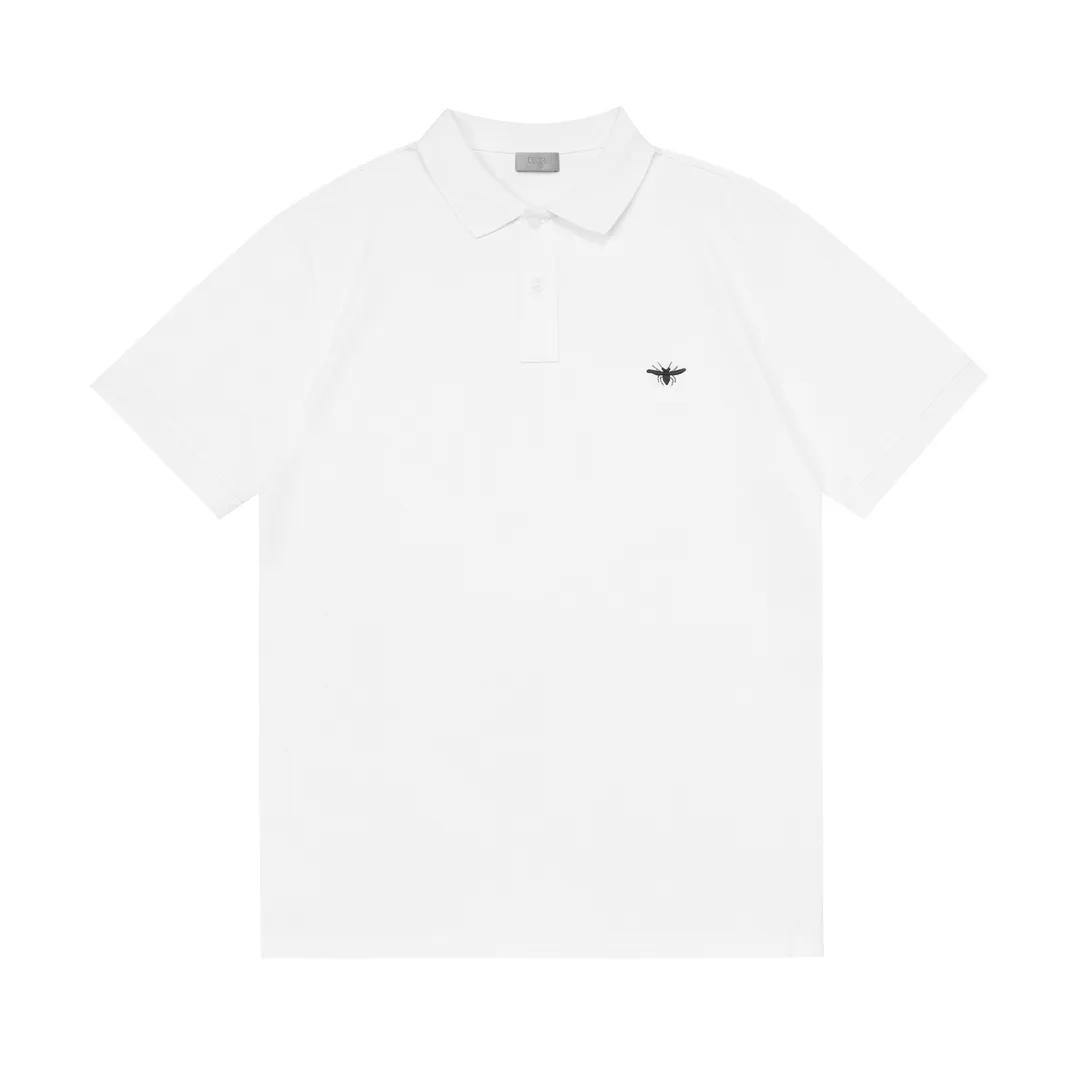 🅿️190 DIOR Dior 2025 new embroidered bee logo couple casual polo shirt ·Customized pique cotton fabric ·Imported Tajima machine embroidery technology ·Collar label, hangtag, main mark and three complete labels Color: White Size: M-XXXL
