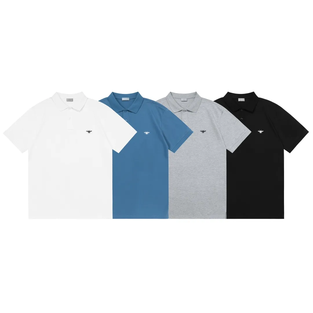 🅿️190 DIOR Dior 2025 new embroidered bee logo couple casual polo shirt ·Customized pique cotton fabric ·Imported Tajima machine embroidery technology ·Collar label, hangtag, main mark and three complete labels Color: White Size: M-XXXL
