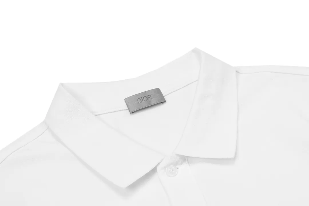 🅿️190 DIOR Dior 2025 new embroidered bee logo couple casual polo shirt ·Customized pique cotton fabric ·Imported Tajima machine embroidery technology ·Collar label, hangtag, main mark and three complete labels Color: White Size: M-XXXL