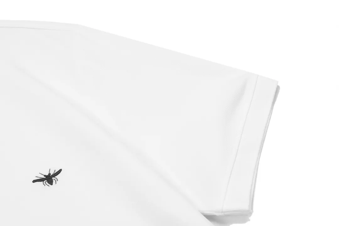 🅿️190 DIOR Dior 2025 new embroidered bee logo couple casual polo shirt ·Customized pique cotton fabric ·Imported Tajima machine embroidery technology ·Collar label, hangtag, main mark and three complete labels Color: White Size: M-XXXL