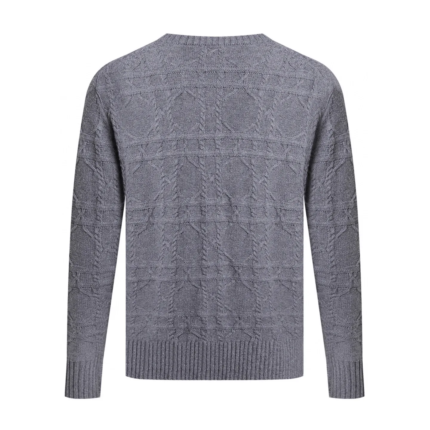 🅿️450 [Exclusive supply] CD cannage pattern cashmere crew neck sweater (grey) Original purchase and development of 22,000, the fabric is made of 16-count cashmere blend, imported German (Stohl) 5 knitting machine, wool jacquard, wool enzyme washing, customized 1:1 trademark, hand washing is recommended (this product is woven from wool and is not easy to machine wash) Size: S-M-L-XL