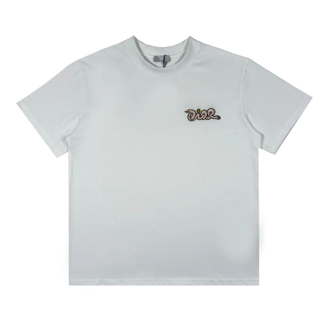 🅿️230 CD KAWS joint series Snake letter embroidered short sleeves Knitted plain cotton fabric has good moisture absorption and breathability Tight embroidery on the chest Smooth and smooth Size XS-L