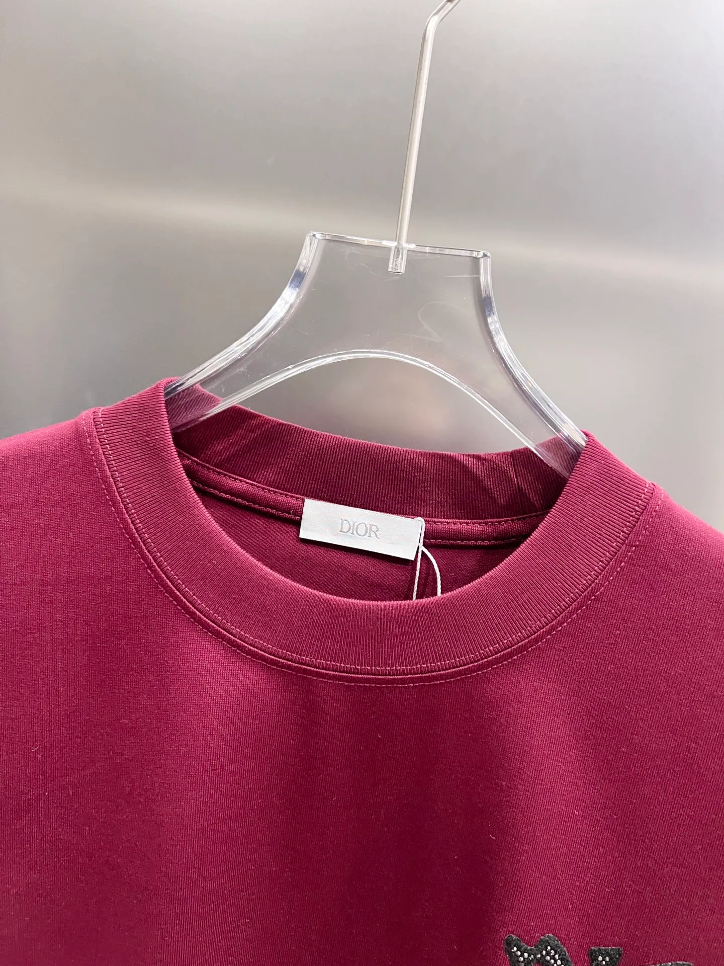 🅿️190 Dio* Dior 2025 autumn and winter new style Classic letter three-dimensional patchwork technology Simple and elegant Customized double yarn plain cotton fabric Short-sleeved T-shirt Same style for men and women Size S M L XL XXL Five sizes black white