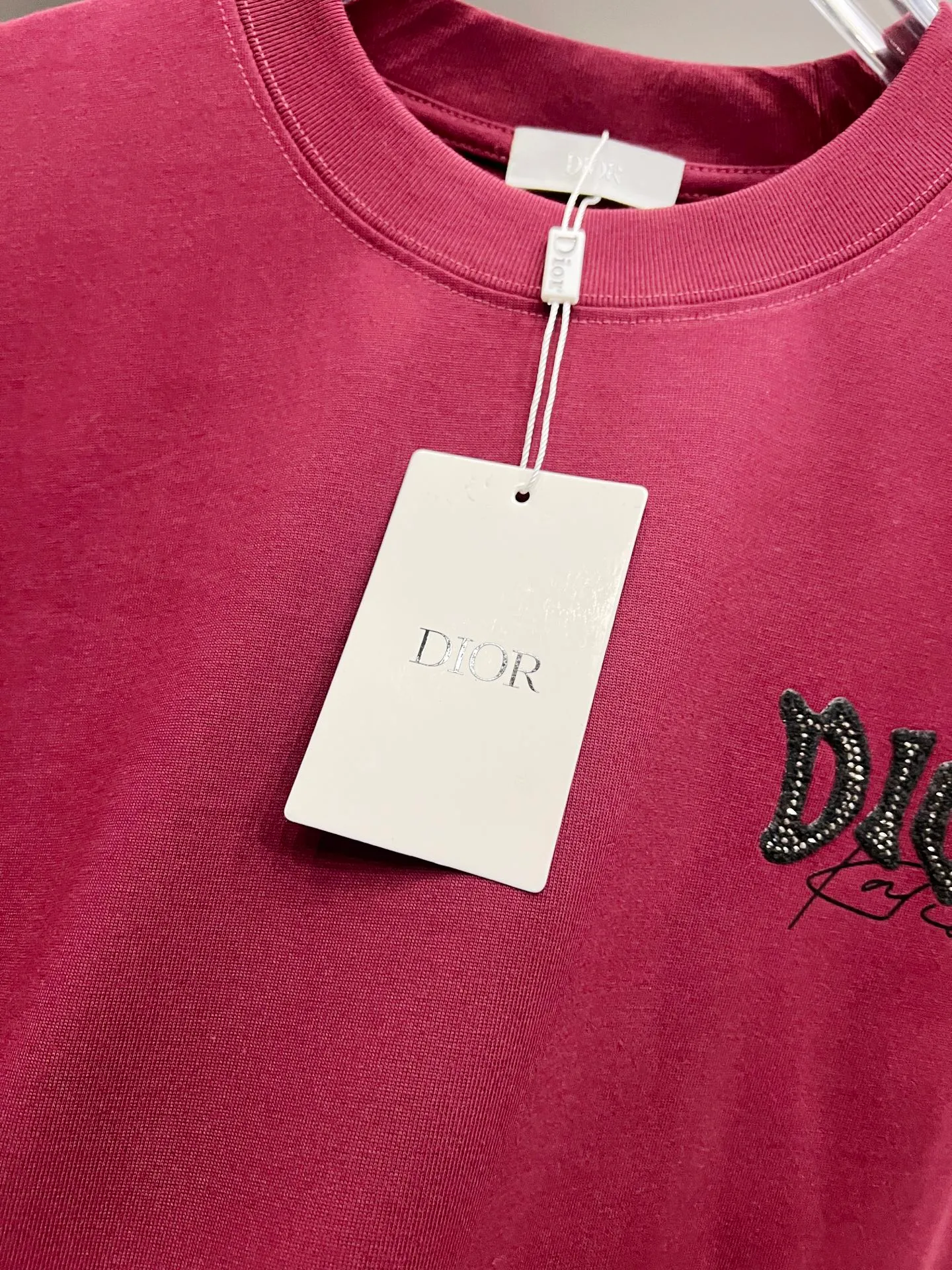 🅿️190 Dio* Dior 2025 autumn and winter new style Classic letter three-dimensional patchwork technology Simple and elegant Customized double yarn plain cotton fabric Short-sleeved T-shirt Same style for men and women Size S M L XL XXL Five sizes black white