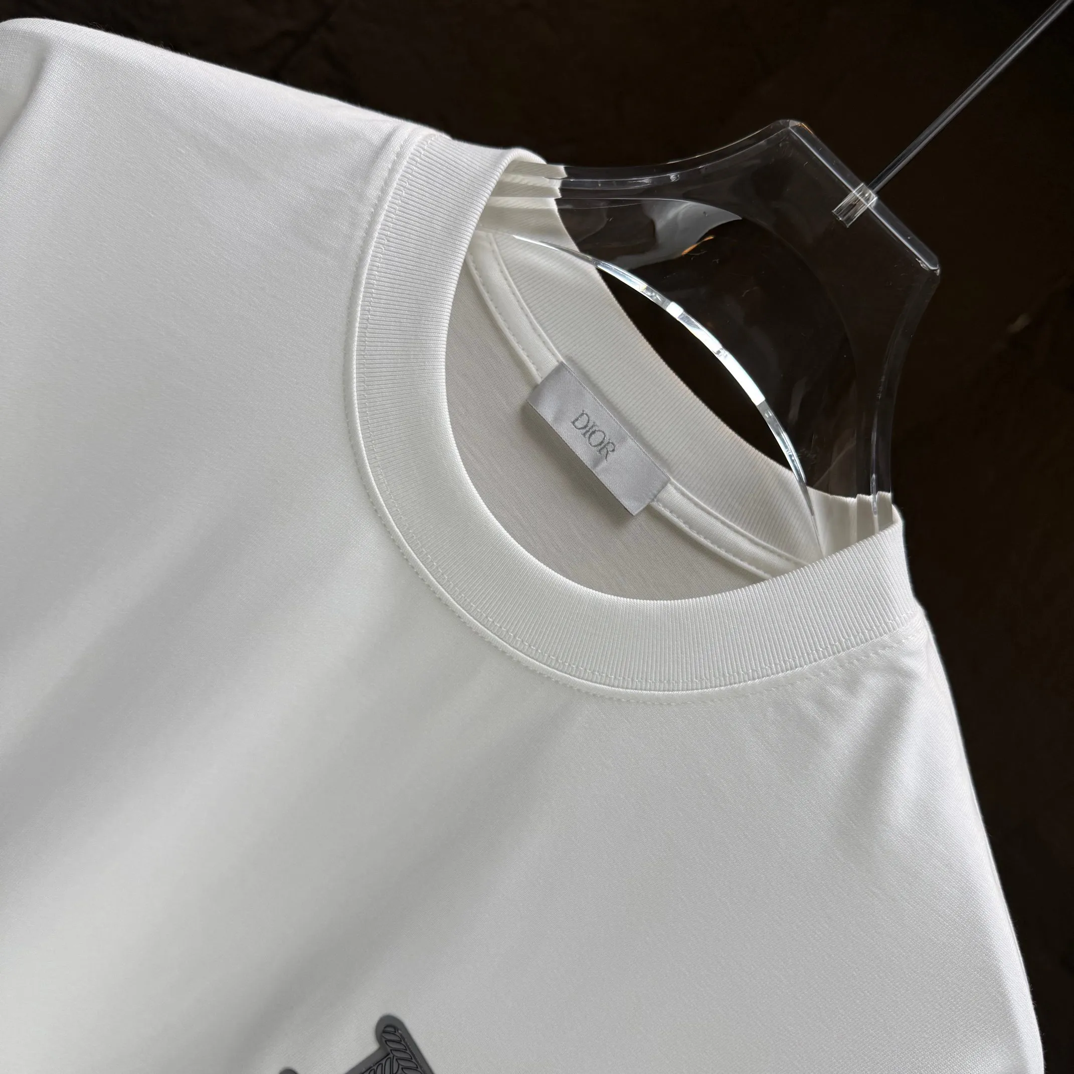 🅿️230 Dio* Dior* 2025 autumn and winter new thick long-sleeved T-shirt 320g pure cotton letter logo three-dimensional silicone Color: Black White Angora Red Size: S M L XL
