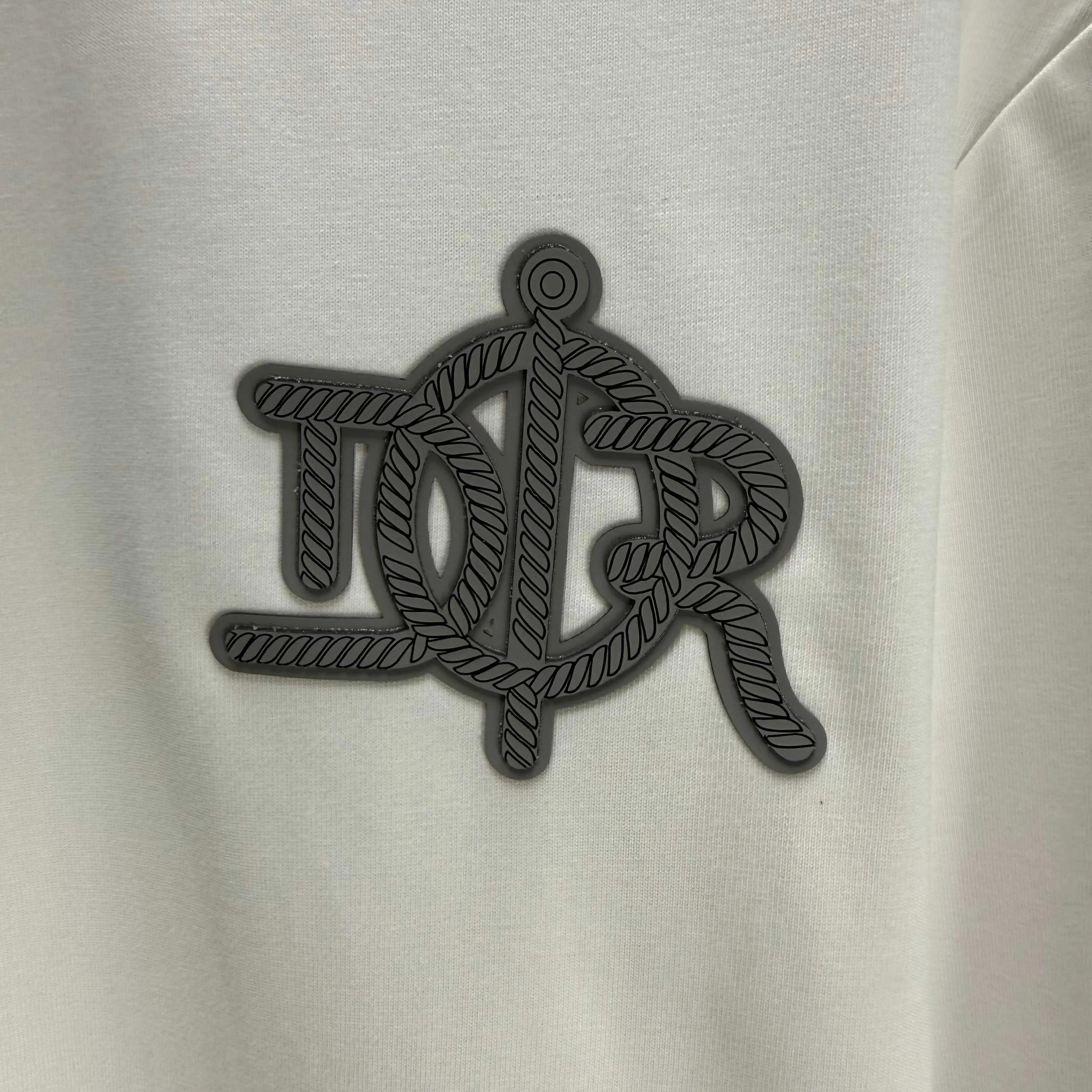 🅿️230 Dio* Dior* 2025 autumn and winter new thick long-sleeved T-shirt 320g pure cotton letter logo three-dimensional silicone Color: Black White Angora Red Size: S M L XL