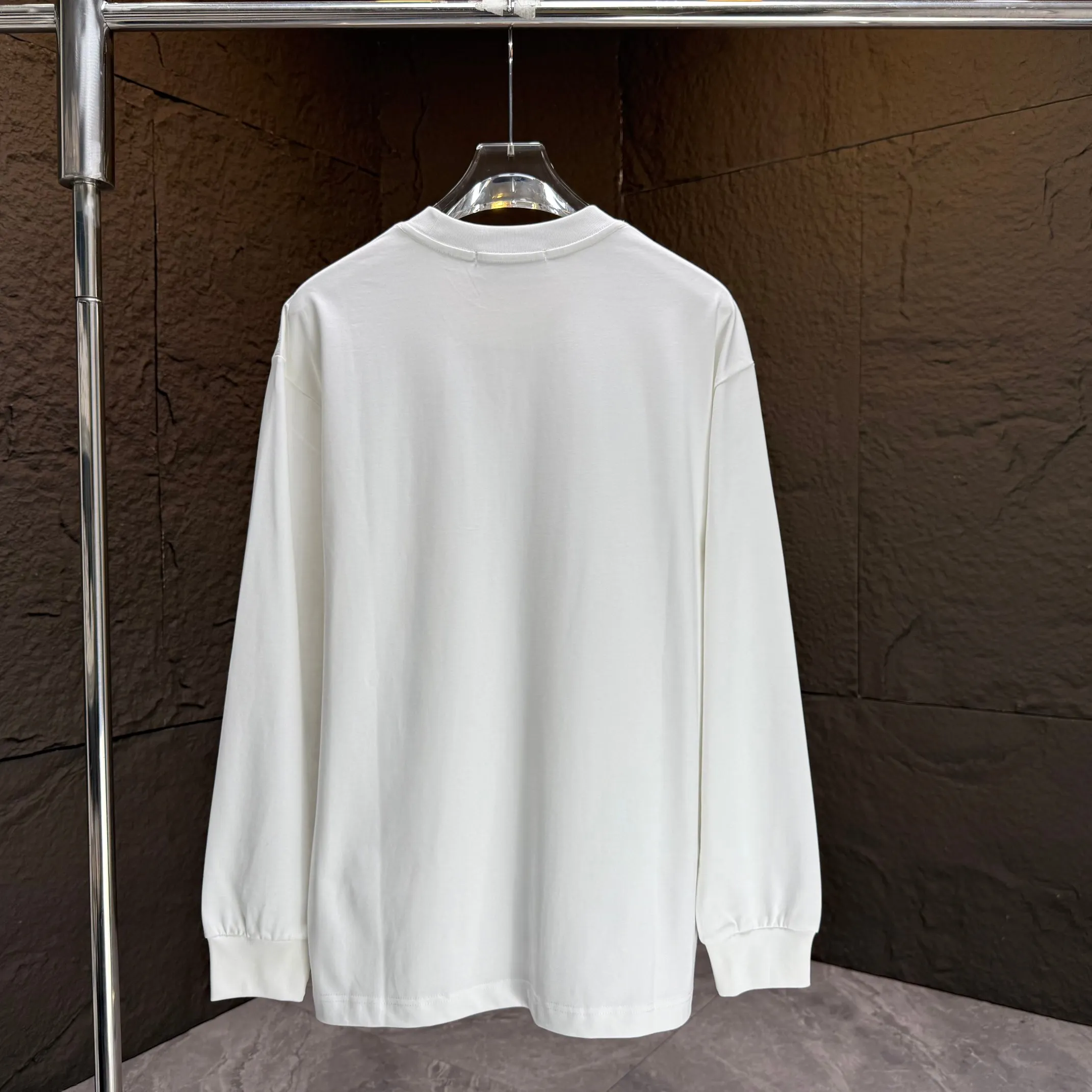 🅿️230 Dio* Dior* 2025 autumn and winter new thick long-sleeved T-shirt 320g pure cotton letter logo three-dimensional silicone Color: Black White Angora Red Size: S M L XL