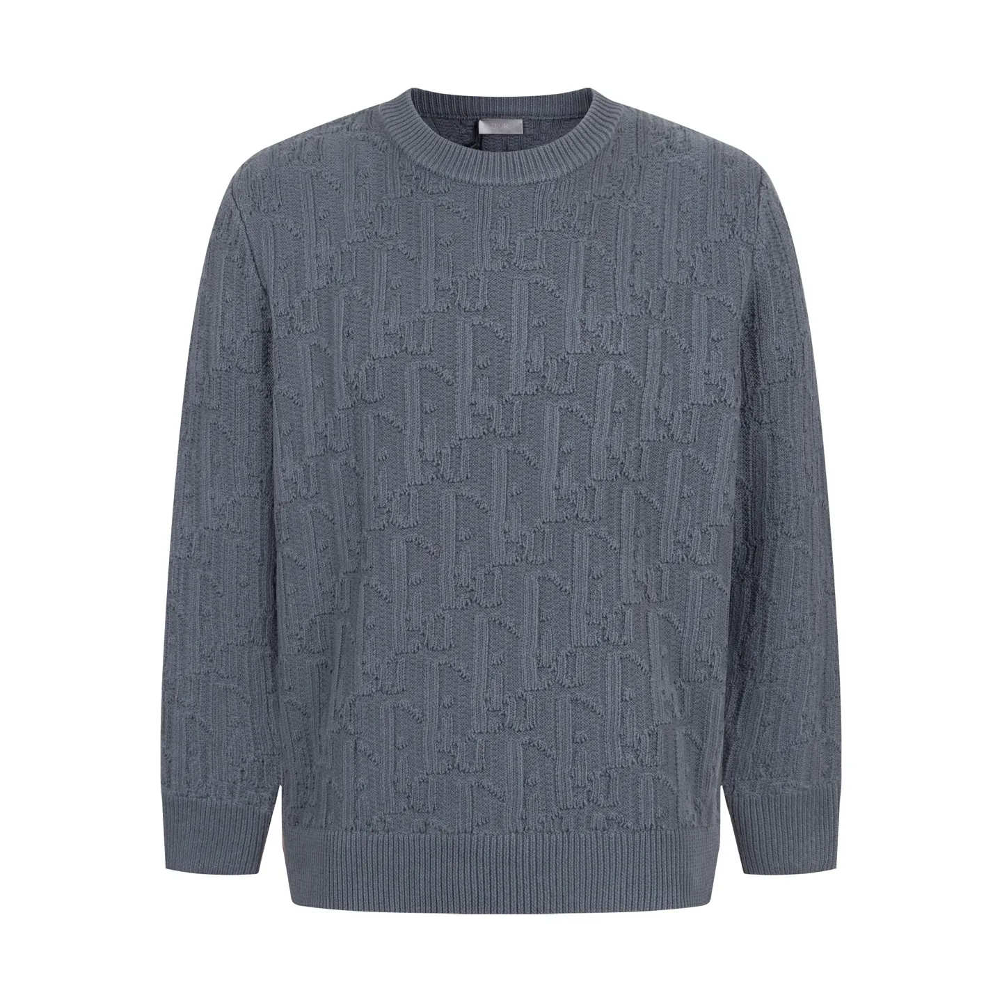 🅿️440 [Exclusive supply] CD 24FW dark pattern presbyopic round neck sweater. The original version was purchased for 18,500 and developed. The fabric is made of cotton and polyester fiber blended jacquard fabric, which is thick and rich in texture. The whole body is decorated with the brand's iconic gray Oblique print pattern, and the same-tone design is low-key and elegant. The oversized cut shows a lazy style, and the collar, cuffs and hem are all ribbed, which not only improves wearing comfort but also adds aesthetic details. The fabric undergoes a special weaving process to ensure that the printed pattern is clear and three-dimensional while maintaining the softness of the knitted fabric. The cotton blend material brings good breathability and skin-friendly touch, while the polyester fiber component enhances the durability and anti-wrinkle performance of the clothing. The overall design perfectly balances fashion sense and practicality, making it an exquisite item with both brand recognition and daily practicality. Size:S/M/L/XL