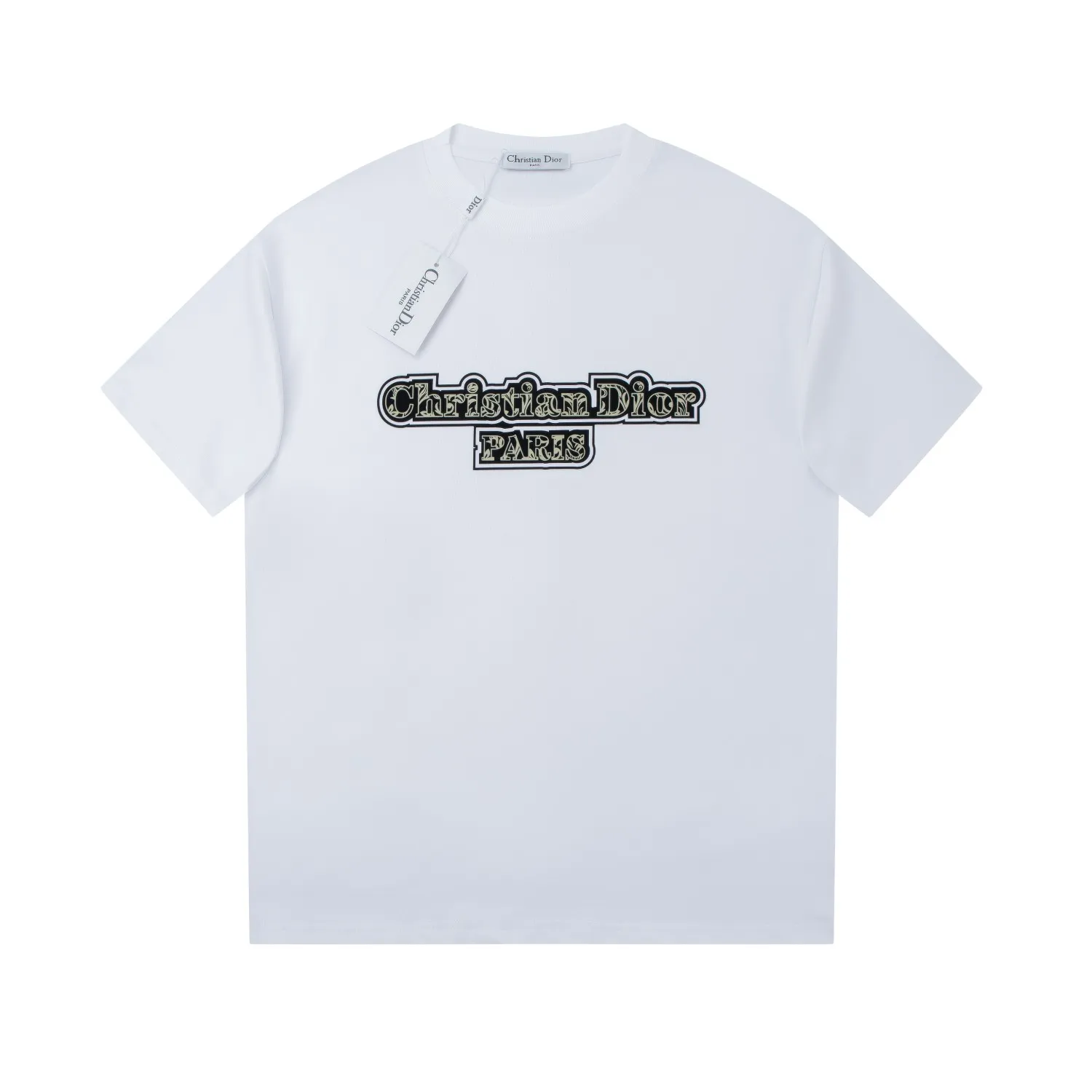 🅿️200 High quality ✨DIO✨🆕Classic logo letter pattern short sleeves. Official website synchronization, pure cotton fabric at the counter! Comfortable against the skin, durable and easy to wear, classic and simple logo design, meticulous original craftsmanship, customized 290G same vat dyed fabric, very comfortable to the touch, latest brick cabinet synchronization OS off-shoulder version, fashionable and personalized, super versatile and good-looking, very suitable for both men and women, a must-have style, hang tag, collar label, washed wheat, complete with three labels, black and white. 2️⃣Color S M L XL