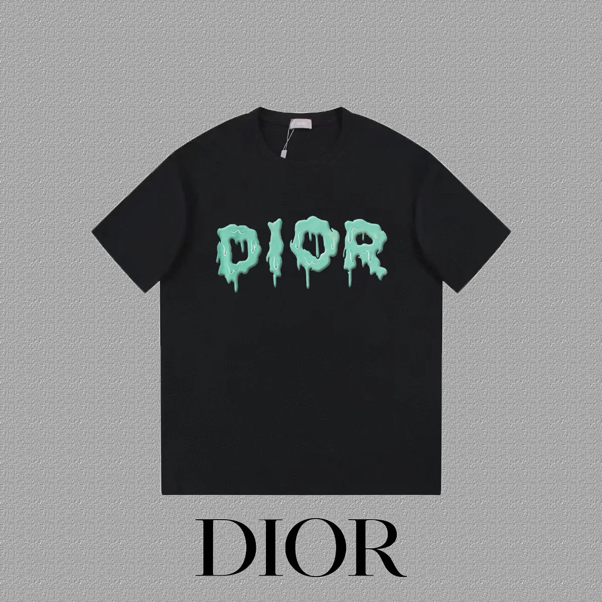 🅿️170 [DIOR Dior] 2025FW short-sleeved T-shirt LOGO printing High-end 26s double yarn 300g fabric Heavy fabric Customized frame ribbing in the same cylinder and dyeing Complete three standards Same style for men and women Color: Black White Size: S M L XL 2XL
