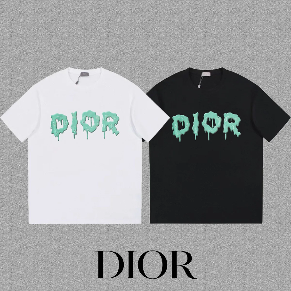 🅿️170 [DIOR Dior] 2025FW short-sleeved T-shirt LOGO printing High-end 26s double yarn 300g fabric Heavy fabric Customized frame ribbing in the same cylinder and dyeing Complete three standards Same style for men and women Color: Black White Size: S M L XL 2XL