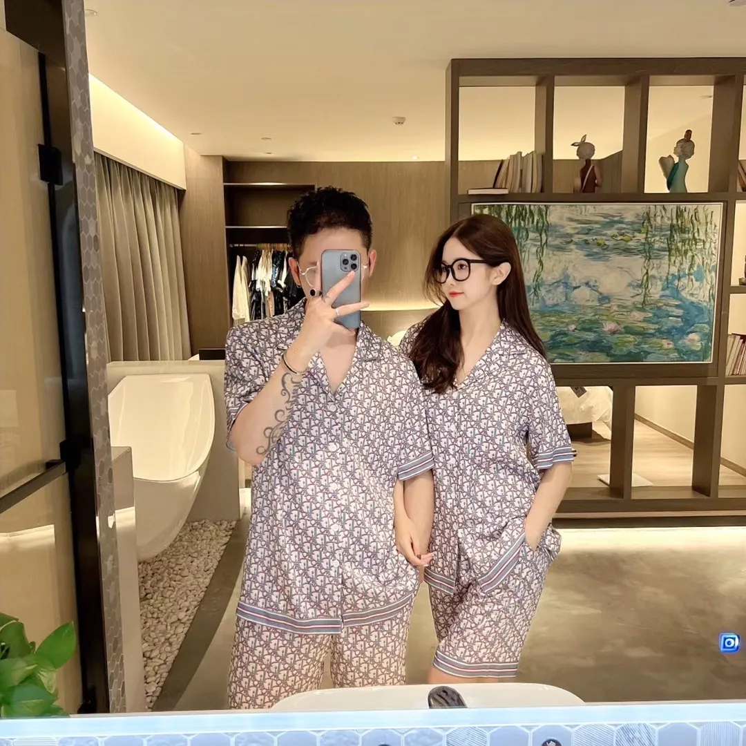 🅿️340 2023 DIOR Dior home wear, high-end Korean silk fabric, skin-friendly, soft and comfortable, couple size M～XXXL
