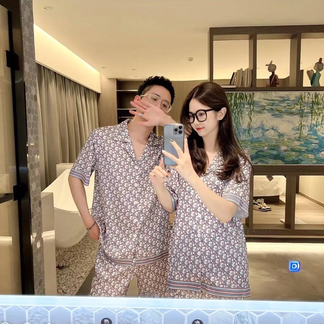 🅿️340 2023 DIOR Dior home wear, high-end Korean silk fabric, skin-friendly, soft and comfortable, couple size M～XXXL