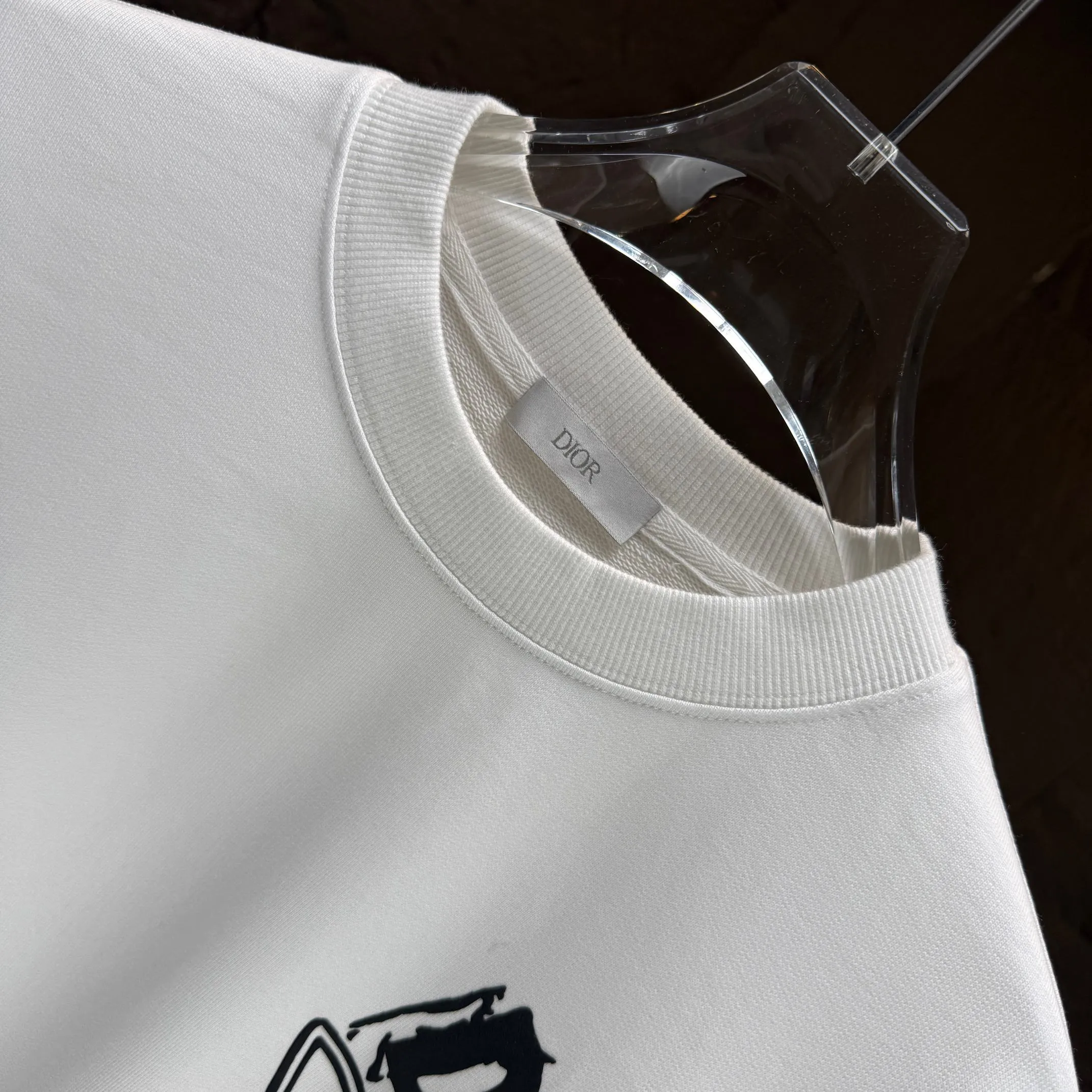 🅿️240 Dio* Dior* 2025 autumn and winter new round neck sweatshirt 400g terry cotton letter logo three-dimensional foam Color: Black White Blue Gray Size: S M L XL XXL