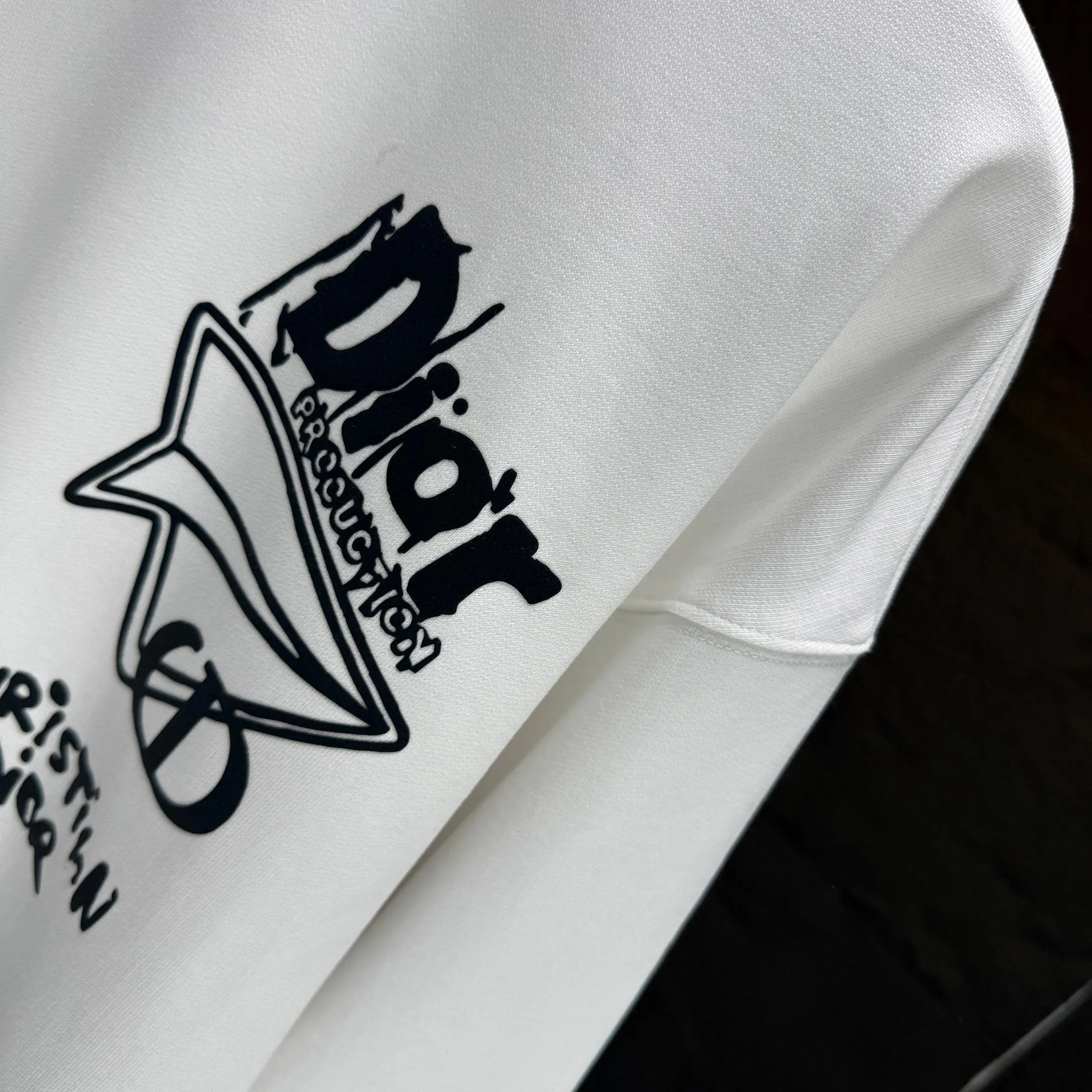 🅿️240 Dio* Dior* 2025 autumn and winter new round neck sweatshirt 400g terry cotton letter logo three-dimensional foam Color: Black White Blue Gray Size: S M L XL XXL