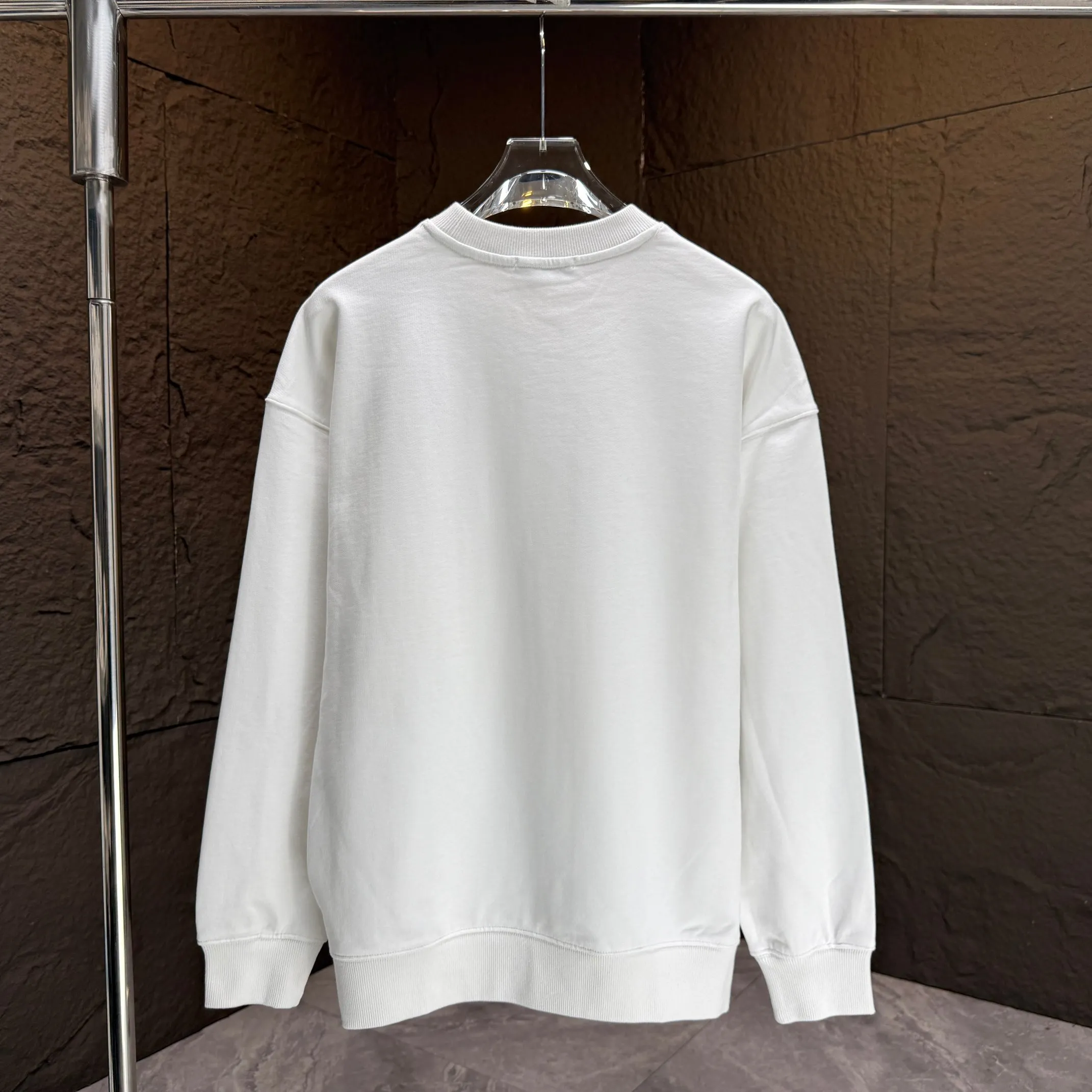 🅿️240 Dio* Dior* 2025 autumn and winter new round neck sweatshirt 400g terry cotton letter logo three-dimensional foam Color: Black White Blue Gray Size: S M L XL XXL
