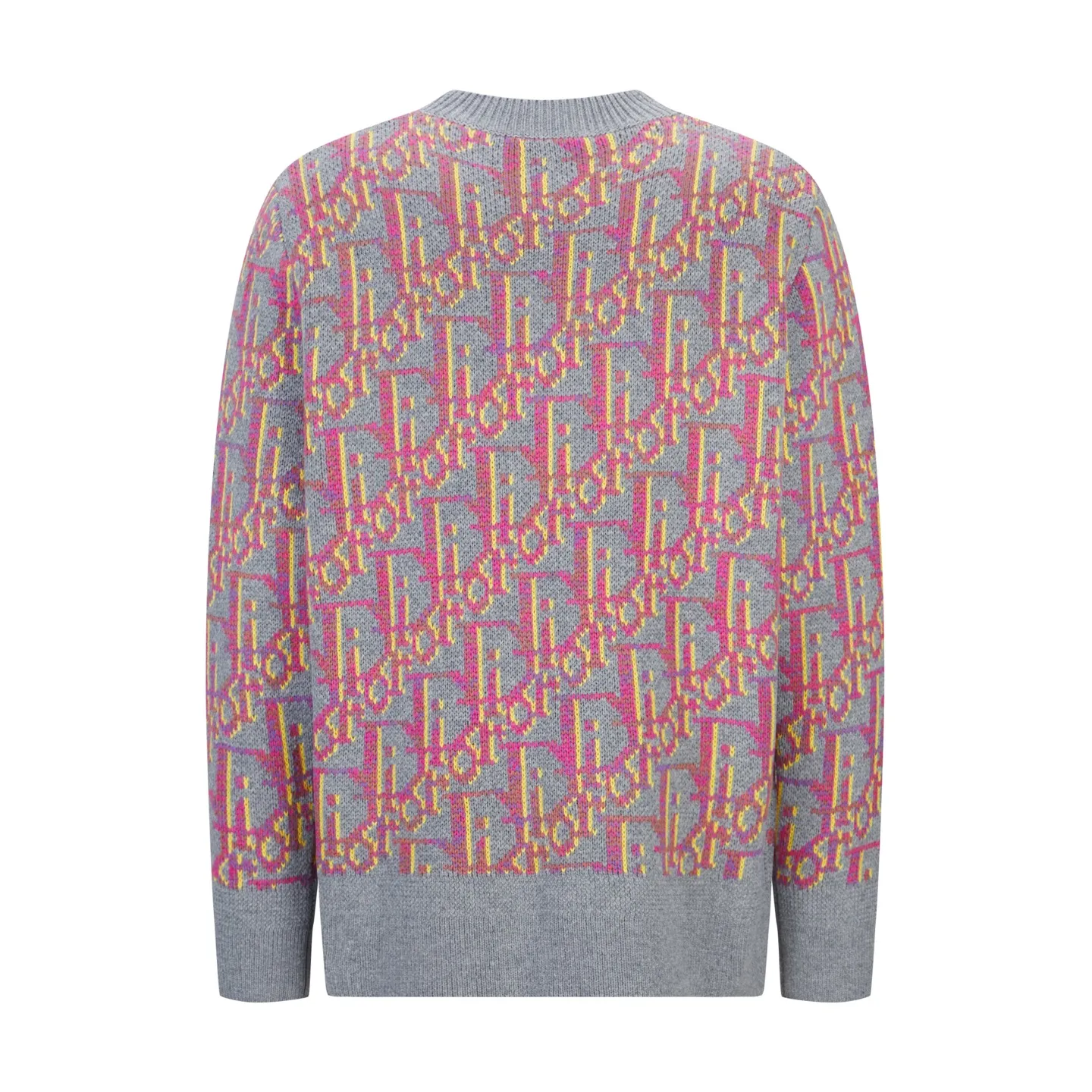 🅿️520 [Exclusive supply] CD all-over jacquard crew neck sweater The yarn was purchased from ZP at 11,087. The yarn is dyed gray, pink and yellow yarn, 70% wool and 30% acrylic 16/1 sheep wool three yarns are twisted into strands. The imported 7-needle jacquard craft yarn is clear and textured, with obvious wool fiber on the surface. The special hemless design is perfect with the macaron color upper body, and the jacquard is all over the body. Every letter is in position, distinguishing it from the wrong version on the market. Size:S-M-L