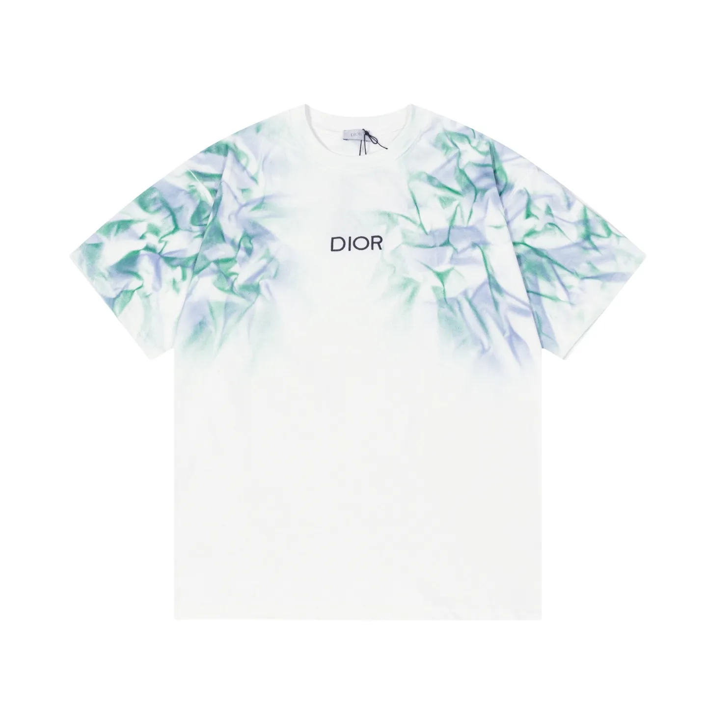 🅿️190 Dior 2025 new model, imported machine embroidered small letters logo, hand-painted salary blessing, same style for men and women, short-sleeved T-shirt, ·Customized 320g 100% double yarn pure cotton fabric, ·Design dyed 32 counts double-strand thread, ·Collar label, hangtag, main mark and three labels complete. Color: White Size: S M L XL